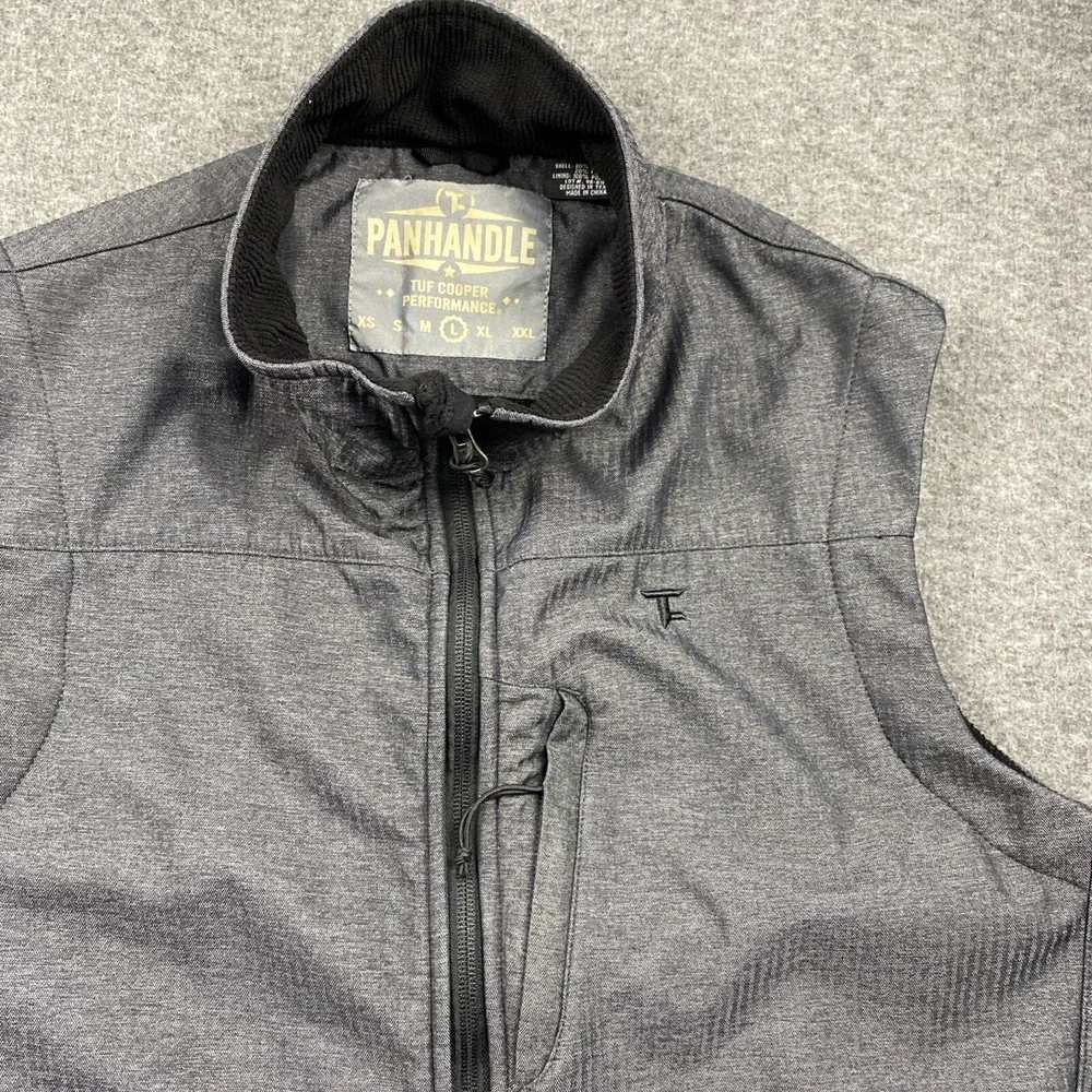 Panhandle Tuf Cooper Performance Vest Men's Large Gray Full Zip Pockets Outdoor